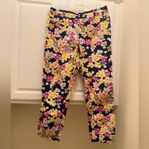 Anthropologie Cartonnier Navy and Floral Capri Pants
